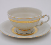 Набор чашек для чая, 6 шт, Соната Слоновая кость "Золотая лента", 1239, Leander