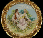 Барельеф "На лугу", рама золотая, Porcellane Principe
