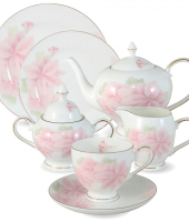 Чайный сервиз Розовые цветы 40 предметов на 12 персон