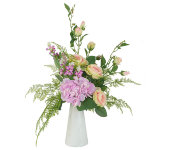 Декоративные цветы Букет розы и гортензии в керамической вазе