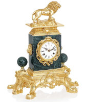 Настольные часы со львом позолоченные, Linea Argenti