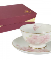 Чашка с блюдцем Розовые цветы