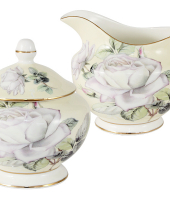 Набор: сахарница + молочник Белые розы