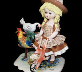 Статуэтка "Кукла, стоящая с тачкой у скамейке", Zampiva