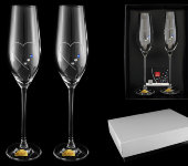 Набор бокалов для шампанского "Сердце с кристаллами", 2 шт, Rona