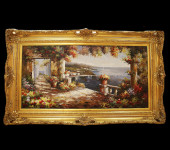 Картина " Спуск к набережной", рамка- дерево, цвет: золотой; 90х150 911RPO60/LC29