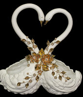 Ваза для фруктов "Пара лебедей", Swarovski, Bruno Costenaro 