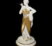 Статуэтка "Дама с сигаретой" модель 1925, белая с золотом, Elite & Fabris