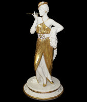 Статуэтка "Дама с сигаретой" модель 1925, белая с золотом, Elite & Fabris