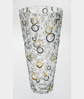 Ваза 31 см "Lisboa" золотые/черные кольца, Bohemia Jihlava