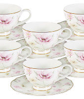 Набор 12 предметов Розовый танец: 6 чашек + 6 блюдец