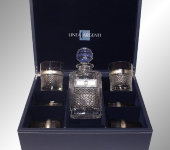 Набор для виски, графин + 6 стаканов, отделка серебряного цвета с рисунком ромб CR1851