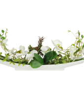 Декоративные цветы Орхидея белая на керамической подставке