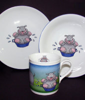 Детский набор 3 предмета "Бегемотик", Leander