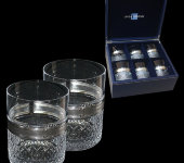 Набор для виски,  6 стаканов, отделка серебряного цвета с рисунком ромб, 14х27х30 CR1851BC