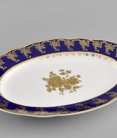 Блюдо овальное, 36 см, Мэри-Энн "Кобальт, золотая роза", 0431, Leander