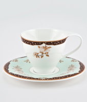 Набор чайных пар на 6 персон "Зелёный сад", Royal Bone China