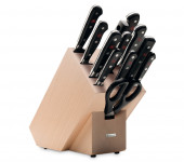Набор кухонных ножей 13 предметов на светлой деревянной подставке "Classic", Wuesthof