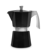 Кофеварка гейзерная на 9 чашек, цвет черный, для всех типов плит, литой алюминий, Evva Black