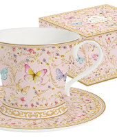 Чашка с блюдцем (розовая) Majestic в подар.упаковке