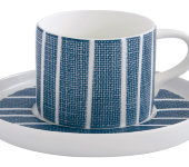 Чашка с блюдцем (синий с белыми полосками) Бриз без инд.упаковки