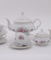 Чайный сервиз 15/6 Соната "Розовые цветы, золото", 0013, Leander