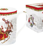 Кружка (белая) Дед Мороз в санях