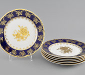 Набор десертных тарелок 19 см Мэри-Энн "Кобальт, золотая роза", 0431, Leander