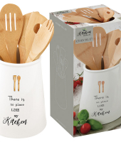 Банка-подставка с кух.инструментами (5 инстр.из бамбука) Kitchen Elements в подарочной упаковке