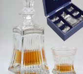 Набор для виски (графин + 6 стаканов), с декором серебряного цвета, упаковка синего цвета, 14 CR1859