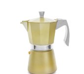 Кофеварка гейзерная на 6 чашек, цвет золотой, для всех типов плит, литой алюминий, Evva Golden