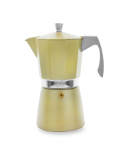 Кофеварка гейзерная на 9 чашек, цвет золотой, для всех типов плит, литой алюминий, Evva Golden