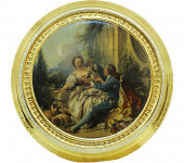 Плакетка "Буше", в стиле барокко, круглая, матовая, цвет: кремовый с золотой отд d 33 cm,. M829/BOU