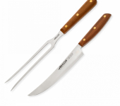 167000 Набор для барбекю, 2 предмета: нож для нарезки и вилка для мяса, рукоять прессованное дерево, серия Nordika