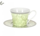 Набор чайных пар на 6 персон "Монтра зеленый", Royal Bone China