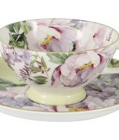 Чашка с блюдцем (жёлтая) Райский сад в подарочной упаковке