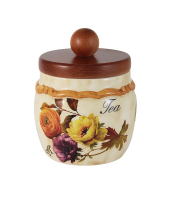 Банка для сыпучих продуктов с деревянной крышкой(чай) Элеганс