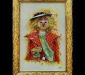 Картина прямоугольная "Клоун в шляпе", в красном пиджаке, Zampiva