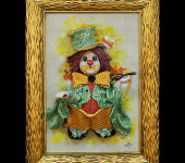 Картина прямоугольная "Клоун со скрипкой", в св. зелёной накидке, Zampiva