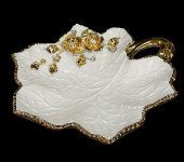 Декор "Лист". цвет: белый с золотым, SW, 24x26 cm ST287/1-BO