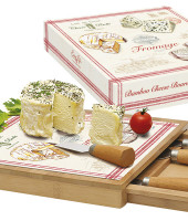 Набор д/сыра: доска, выдвижной ящик с 4-мя ножами, бамбук/стекло FROMAGE в подарочной упаковке