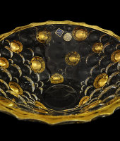 Фруктовница "Lisboa" золотые шары, хрусталь, Bohemia Jihlava