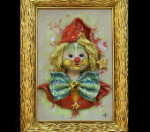 Картина прямоугольная "Клоун со звёздами", в красном колпаке, Zampiva