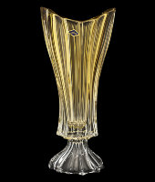 Ваза на ножке 40см "PLANTICA" амбер, Aurum Crystal s.r.o.