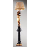 Лампа напольная с плафоном "Девушка", стоящая на коллоне из чёрного мрамора, 250 см, Fonderia Ruocco