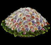Декоративная корзина с мелкими розами, Artigiano Capodimonte