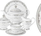 Чайный сервиз Корона (серебро) 42 предмета на 12 персон, Midori