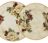 Набор тарелок: суповая + обеденная Роза и малина