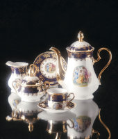 Кофейный сервиз 15/6 Мэри-Энн "Мадонна, кобальт", 0179, Leander