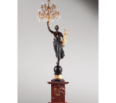 Лампа напольная "Венера с лирой", на красной мраморной подставке, 265 см, Fonderia Ruocco